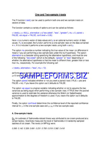 One And Two Sample T-Tests pdf free